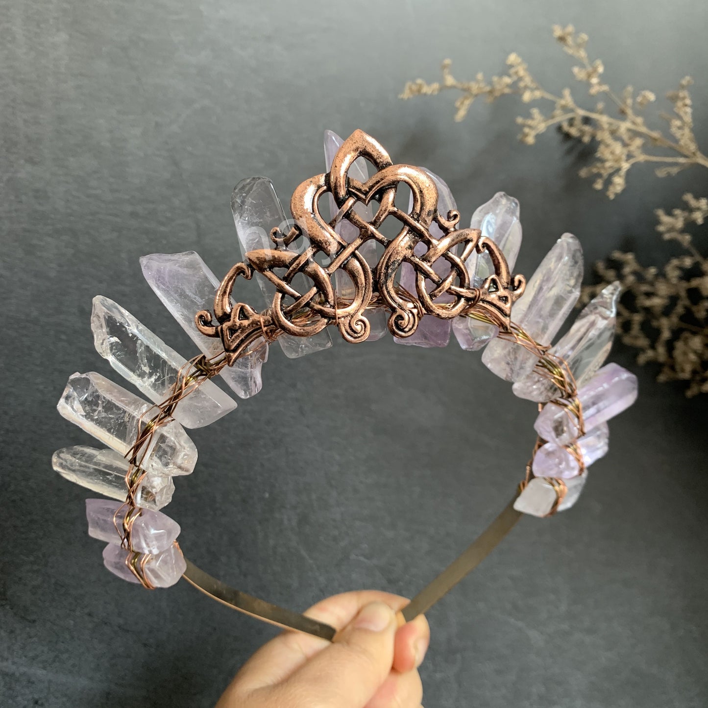 Raw Amethyst  Crystal Crown Headband Hair Accessories Witch Accessories Gift