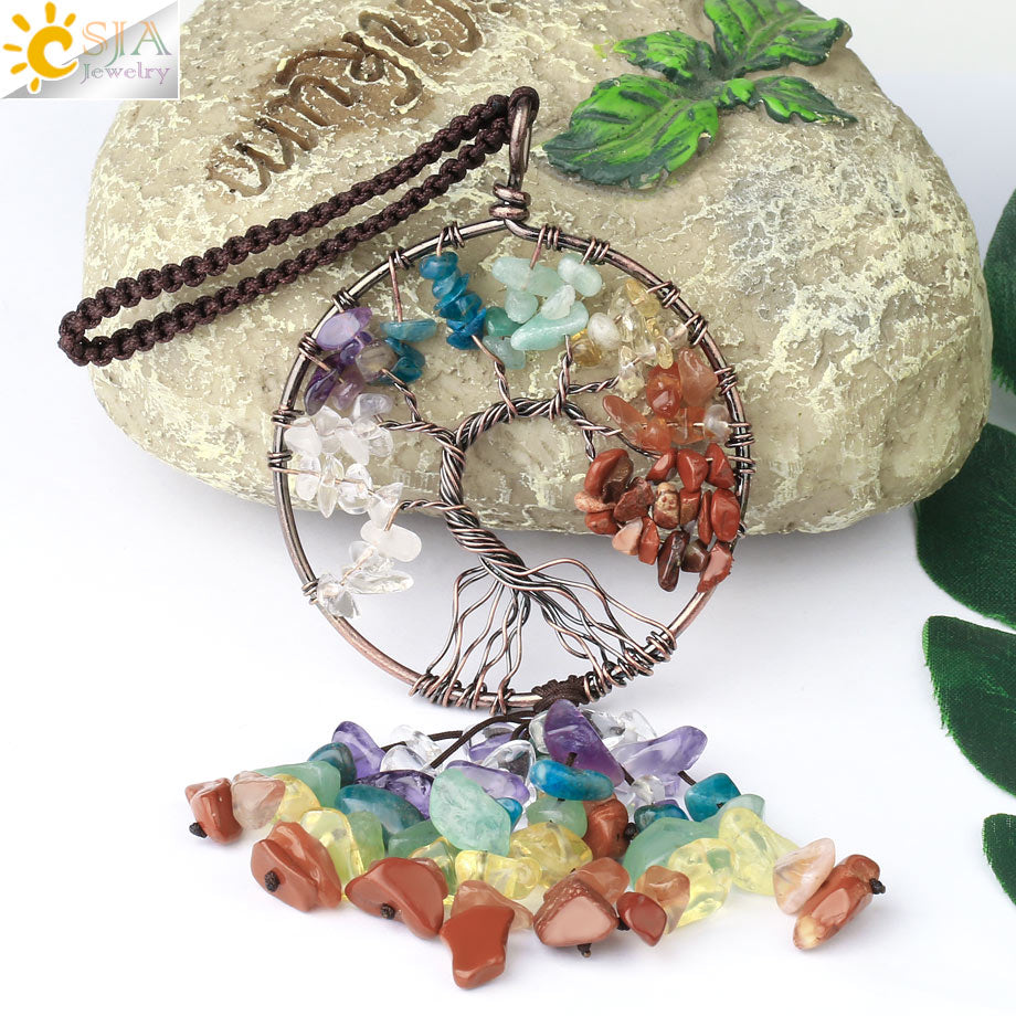 Crystal Stone Tree of Life Car Pendant