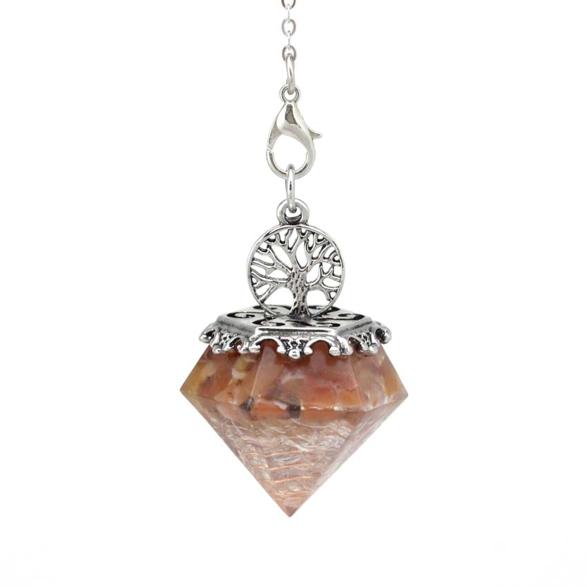 Crystal Hexagonal Pyramid Tree of Life Stone Pendulum