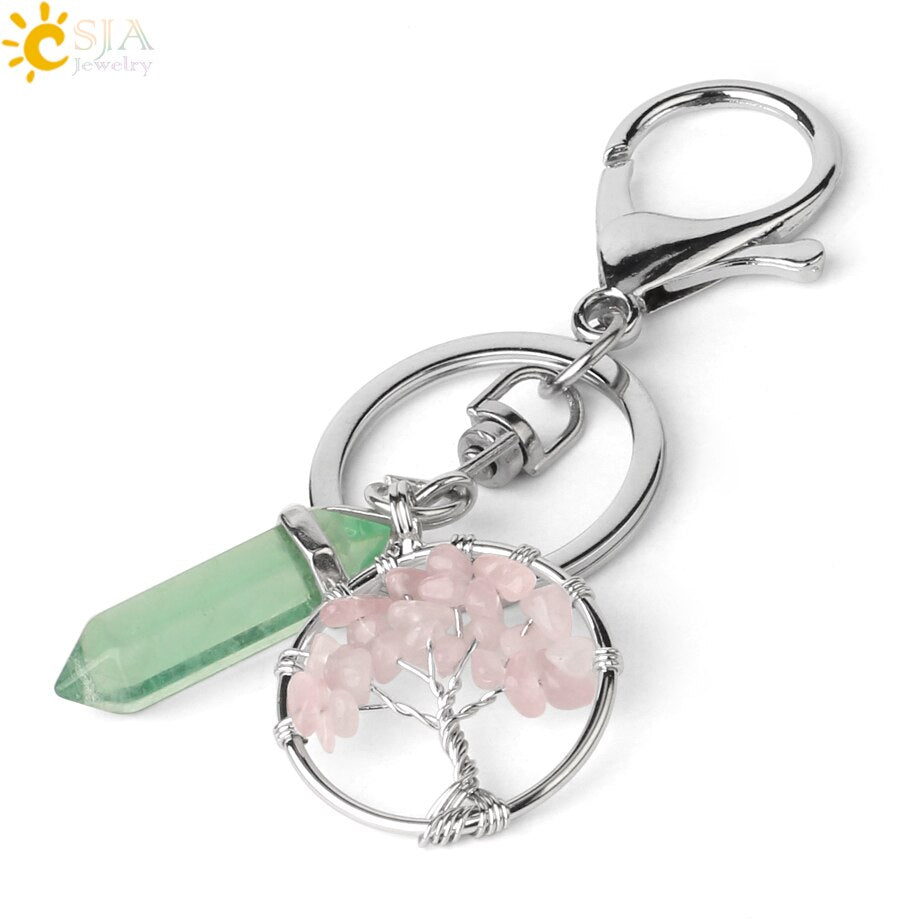 Tree of Life Reiki Pendant Crystal Key Chain