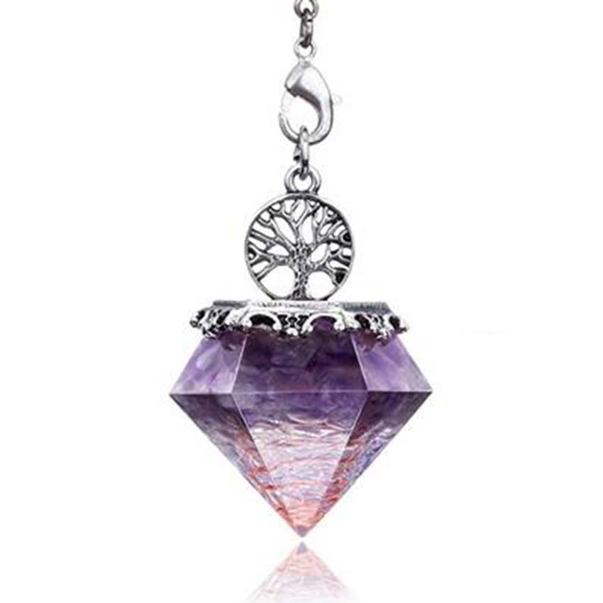 Crystal Hexagonal Pyramid Tree of Life Stone Pendulum