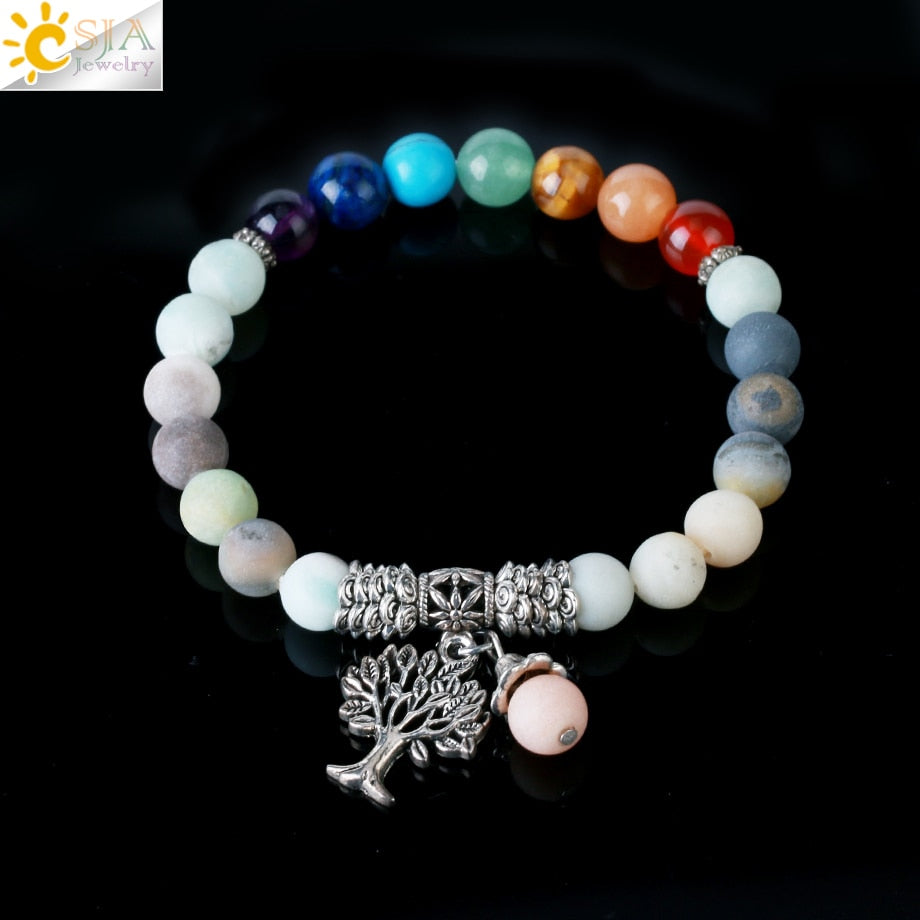 7 Chakra Gem Stone Bead Bracelet