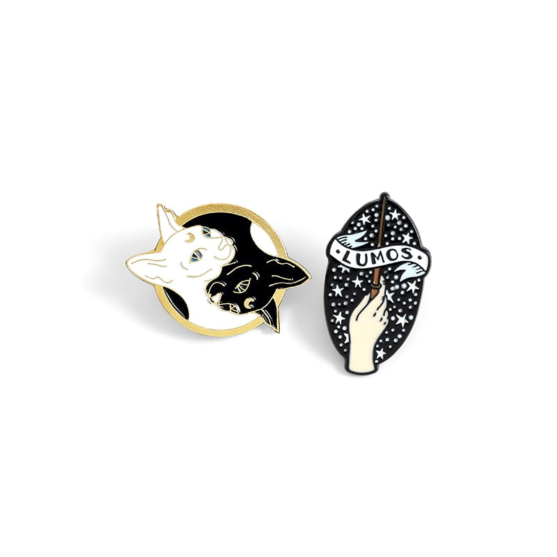 Mysterious Night Enamel Pin Witch Cat Moon Curse Badge Custom Brooches Lapel pin Jeans shirt Bag Magic Witchcraft Jewelry Gift