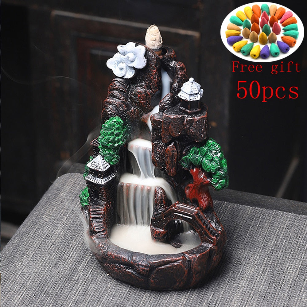 Resin Mountain Shape Smoke Waterfall