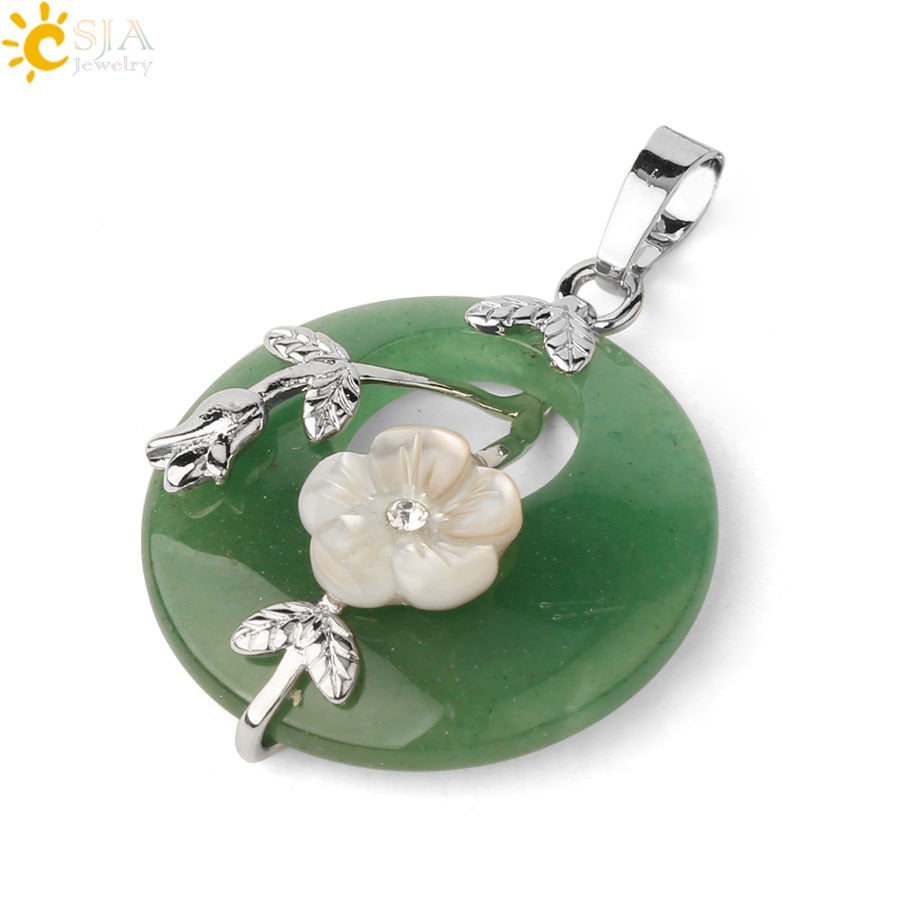 Round Flower Leaf Necklace