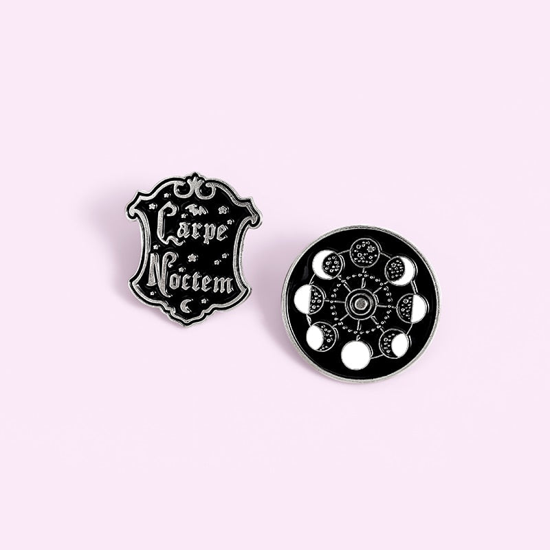 Mysterious Night Enamel Pin Witch Cat Moon Curse Badge Custom Brooches Lapel pin Jeans shirt Bag Magic Witchcraft Jewelry Gift