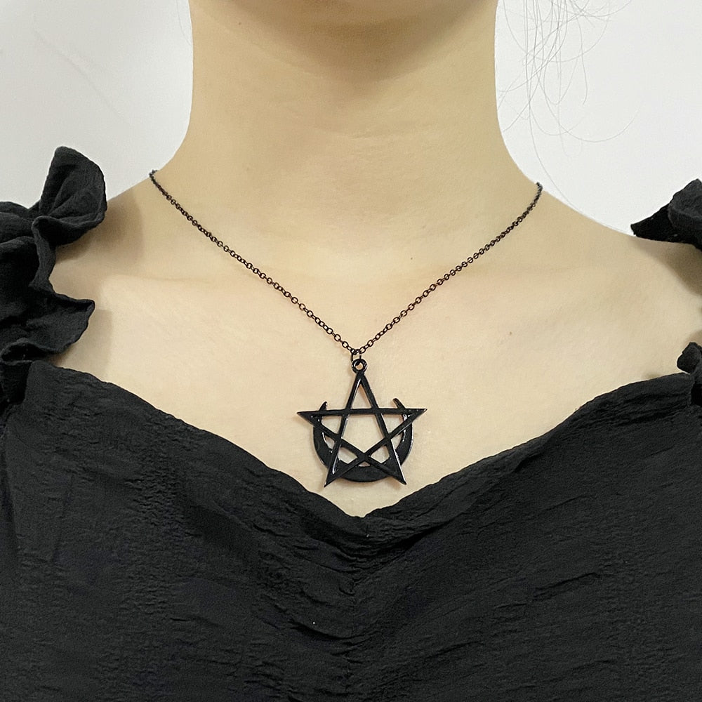 Pentagram Moon Goddess Necklace 6 STYLES