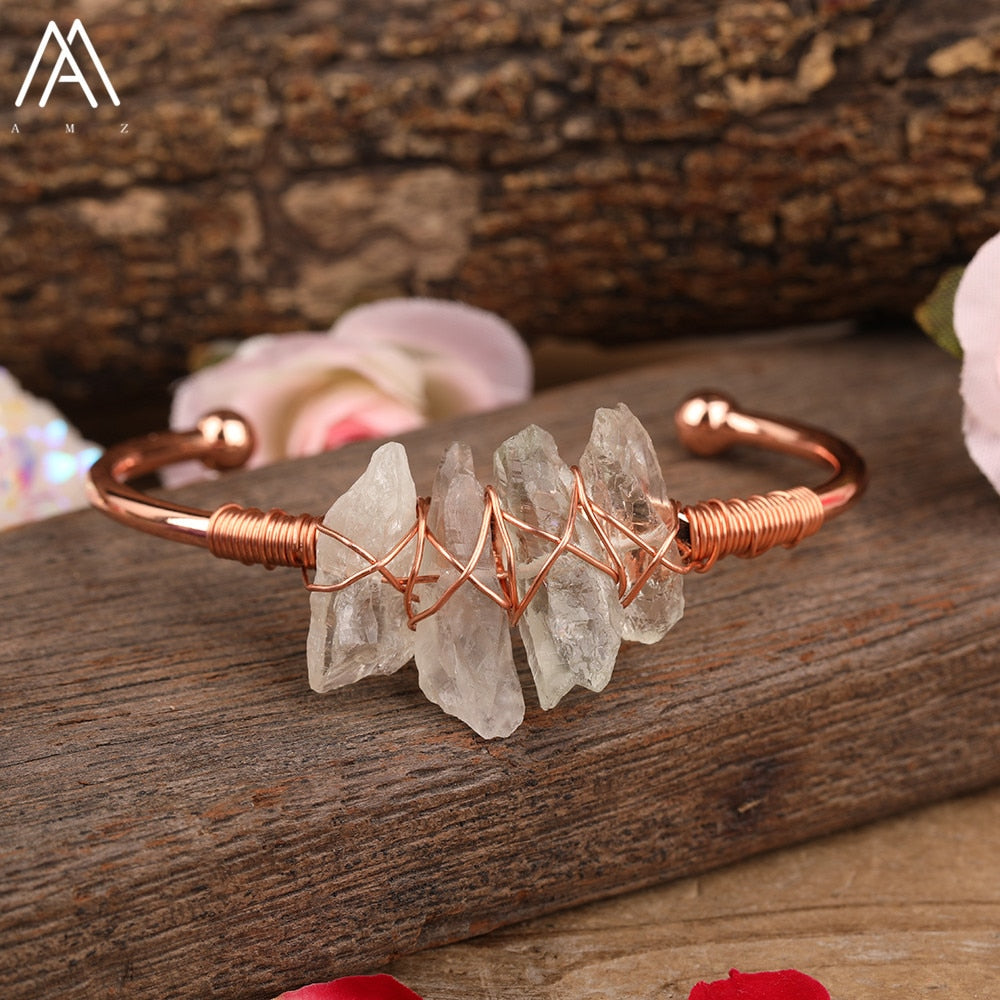 Open Natural Crystal Bangle