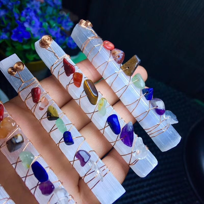 Chakra Healing Raw Selenite Wand