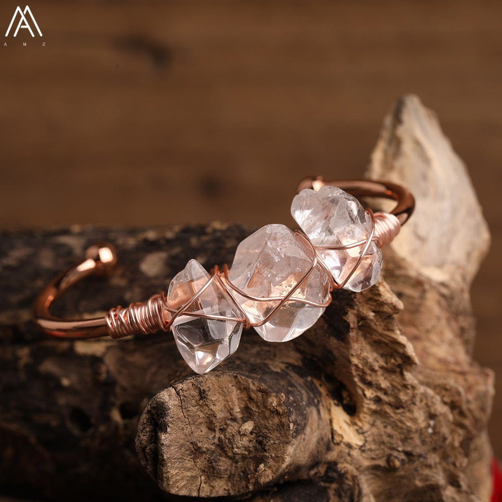 Open Natural Crystal Bangle