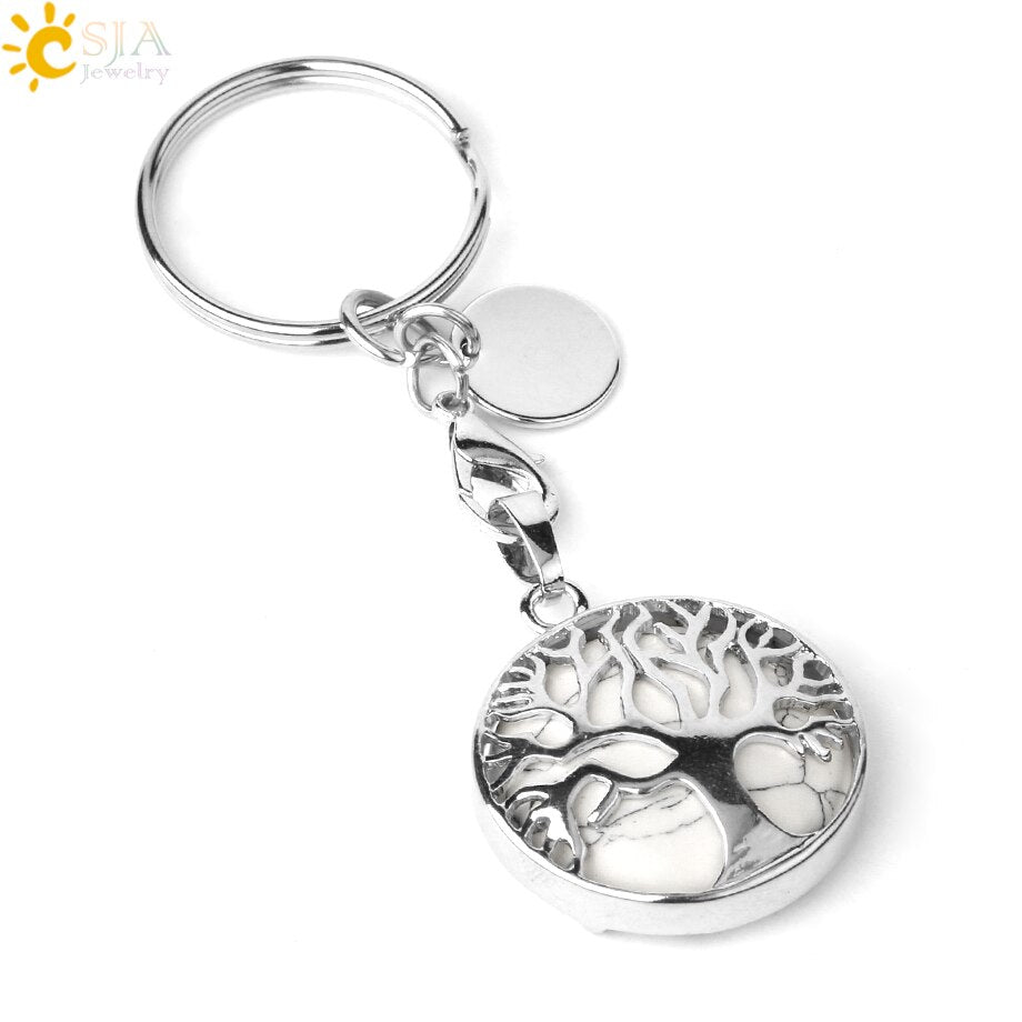 Natural Crystal Tree of Life Keychain