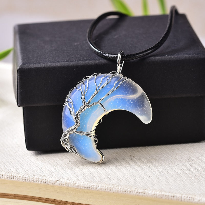 Tree Of Life Moon Shape Crystal