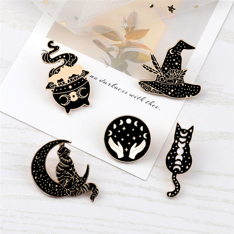 Witches Punk Black Enamel Pins