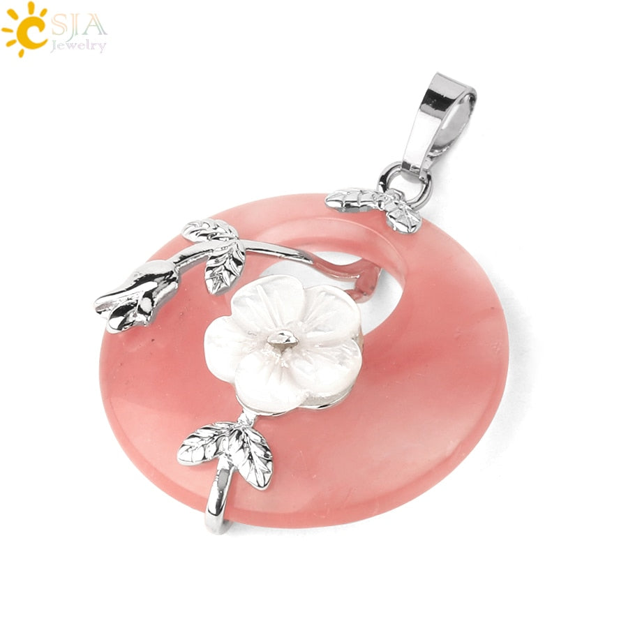 Round Flower Leaf Necklace