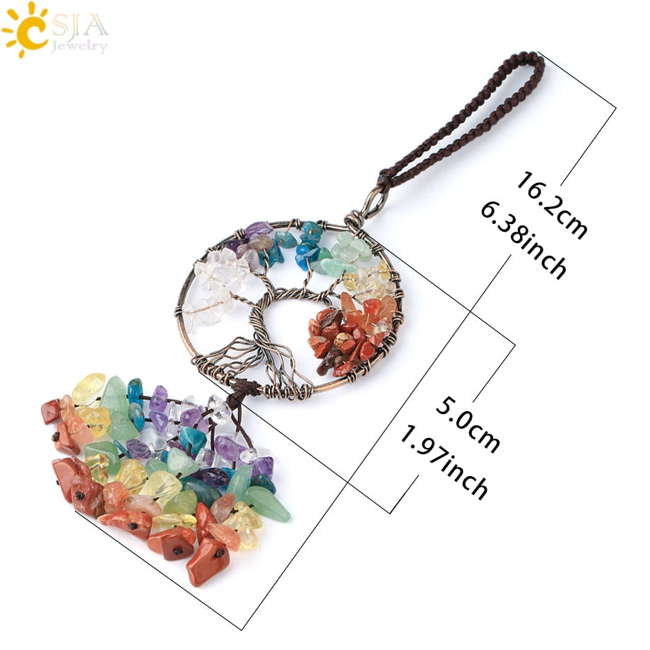 Crystal Stone Tree of Life Car Pendant