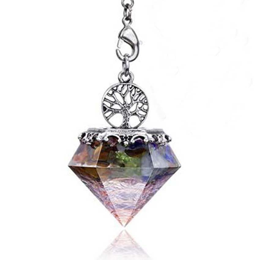 Crystal Hexagonal Pyramid Tree of Life Stone Pendulum