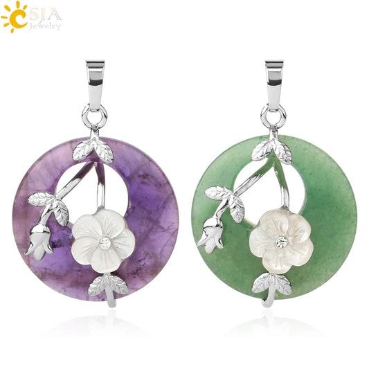 Round Flower Leaf Necklace