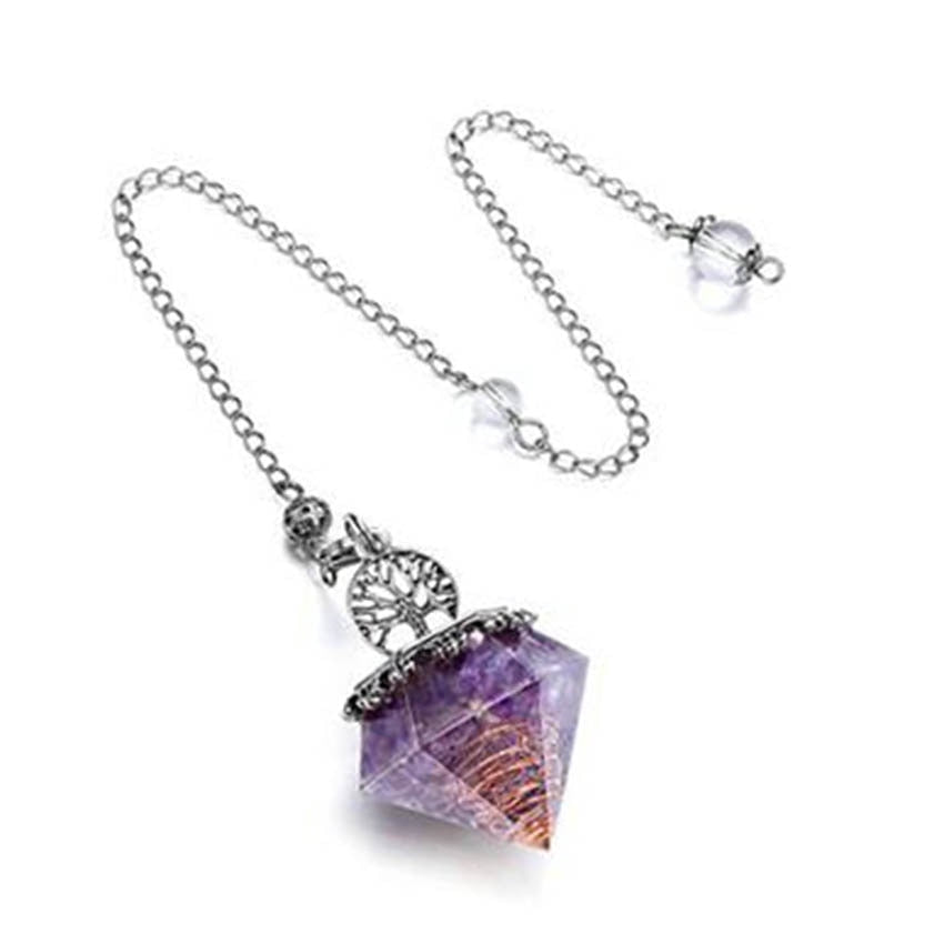 Crystal Hexagonal Pyramid Tree of Life Stone Pendulum