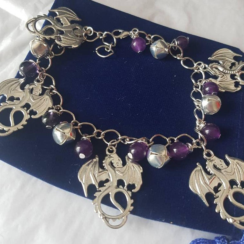 Witches Charm Anklet Dragon and Amethyst