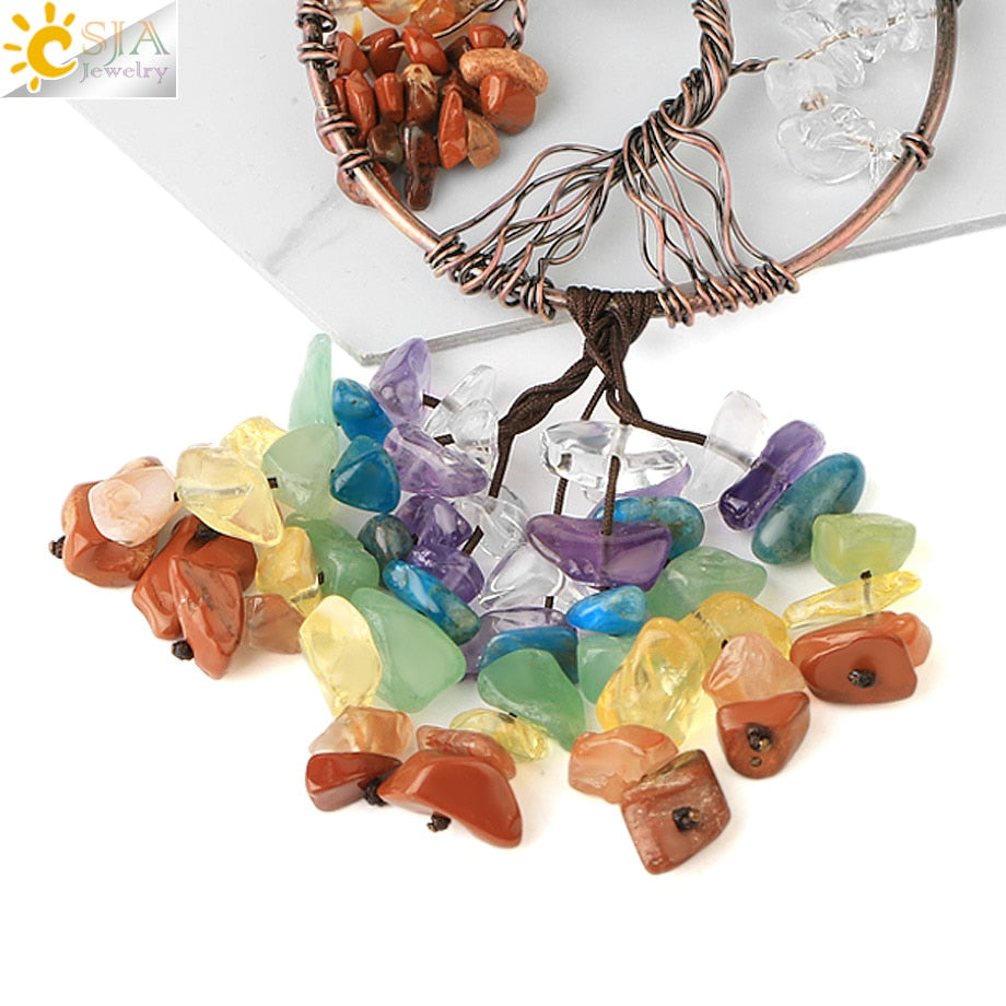 Crystal Stone Tree of Life Car Pendant