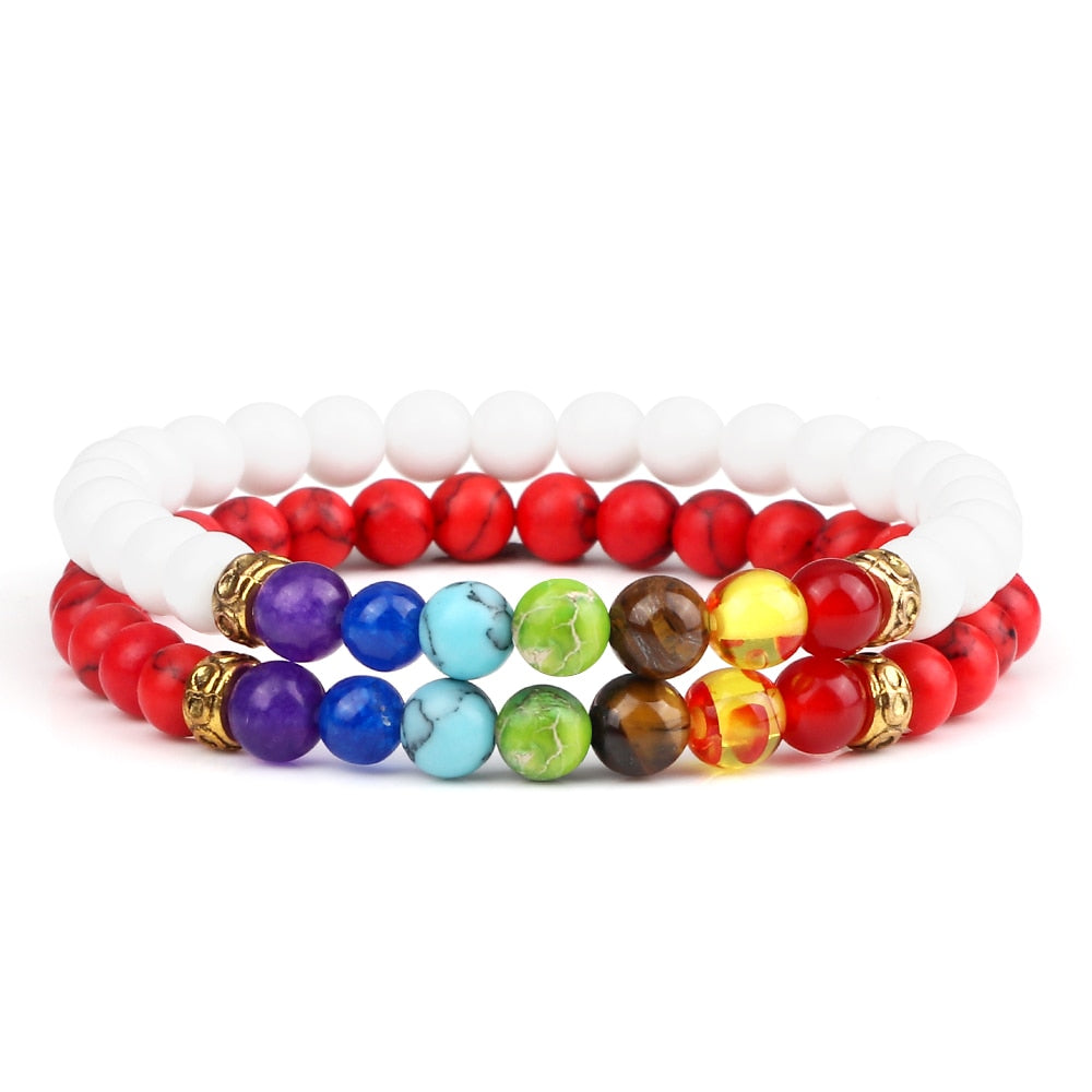 2Pcs set 7 Chakra Bracelet