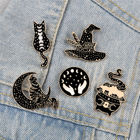 Witches Punk Black Enamel Pins