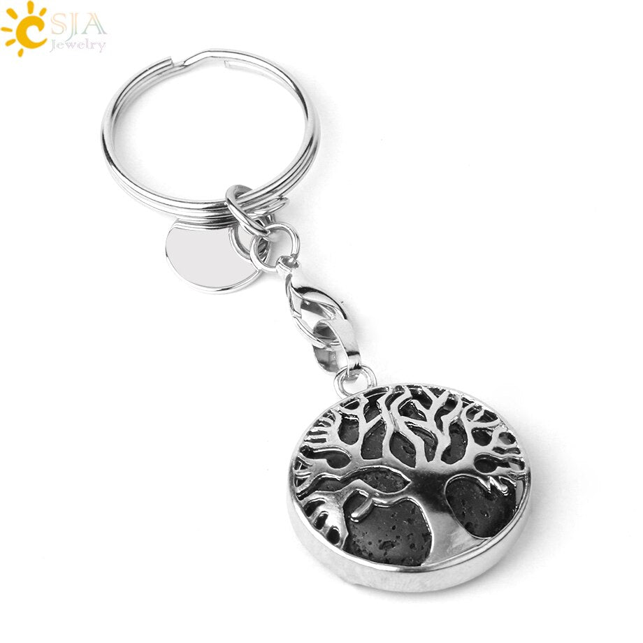 Natural Crystal Tree of Life Keychain