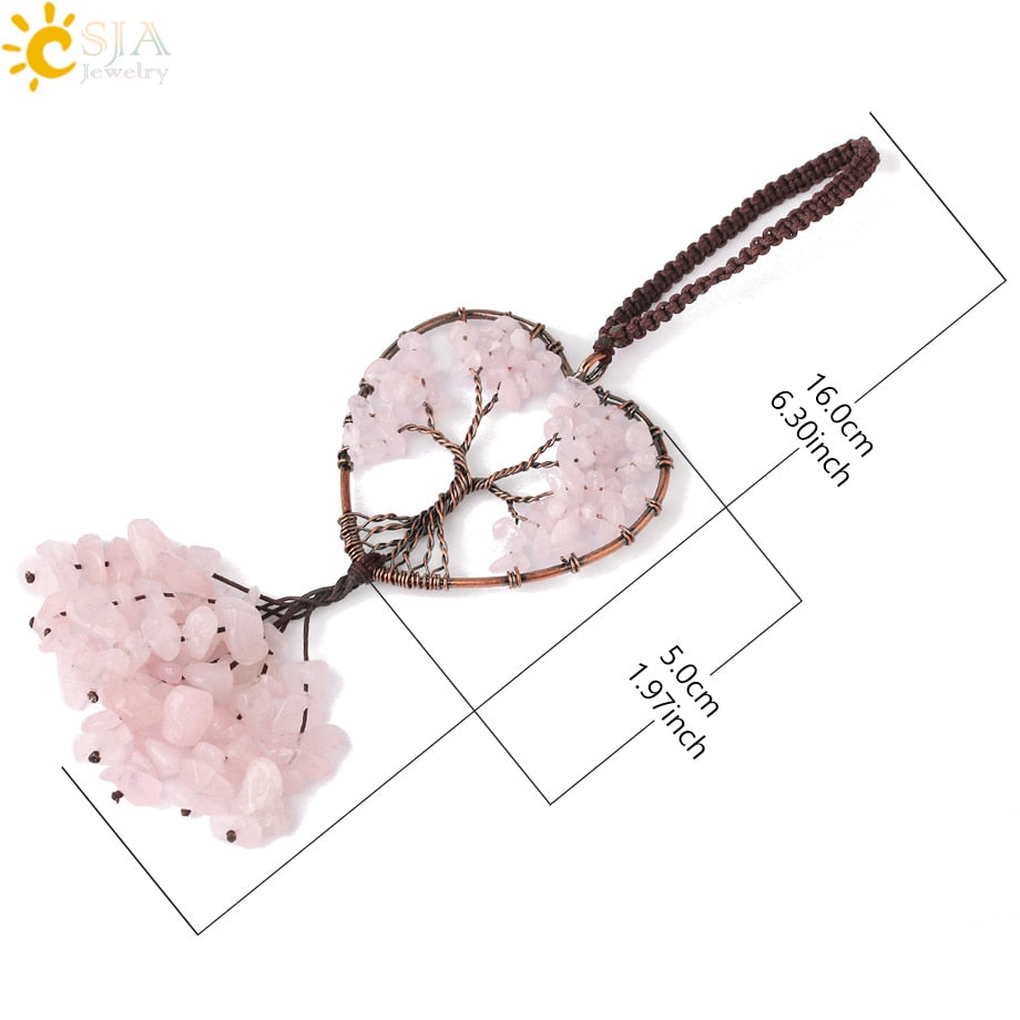 Crystal Stone Tree of Life Car Pendant