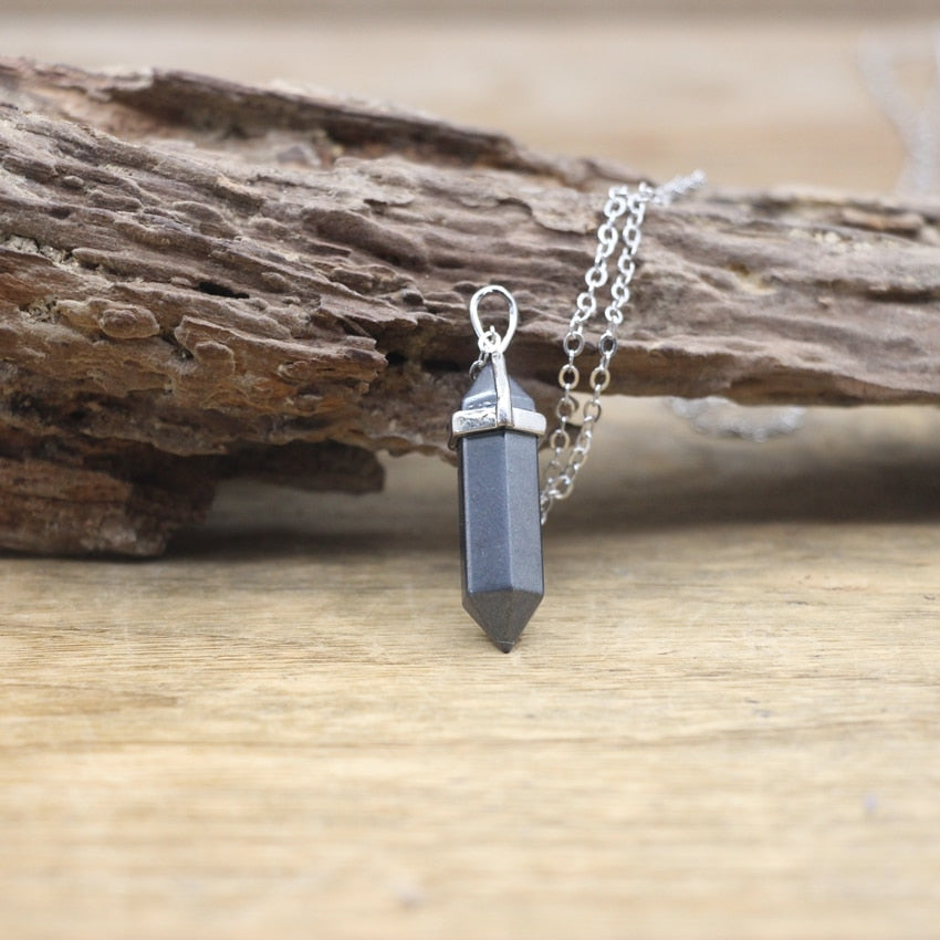 Stone Hexagonal Point Pendants Necklaces