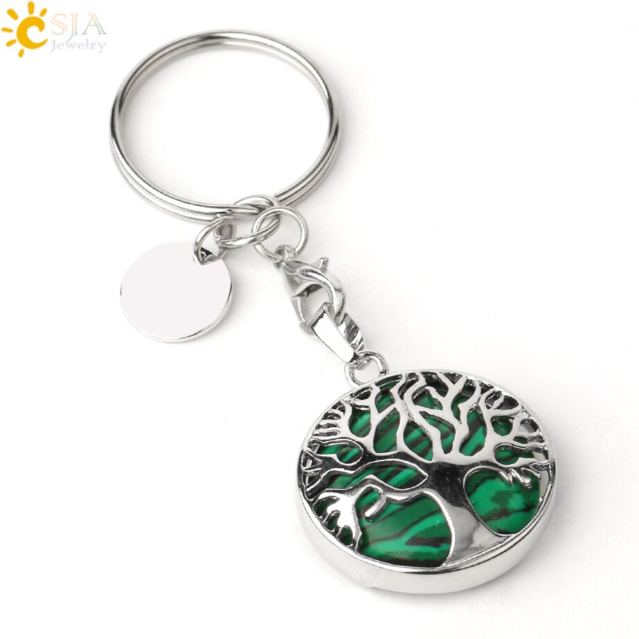 Natural Crystal Tree of Life Keychain