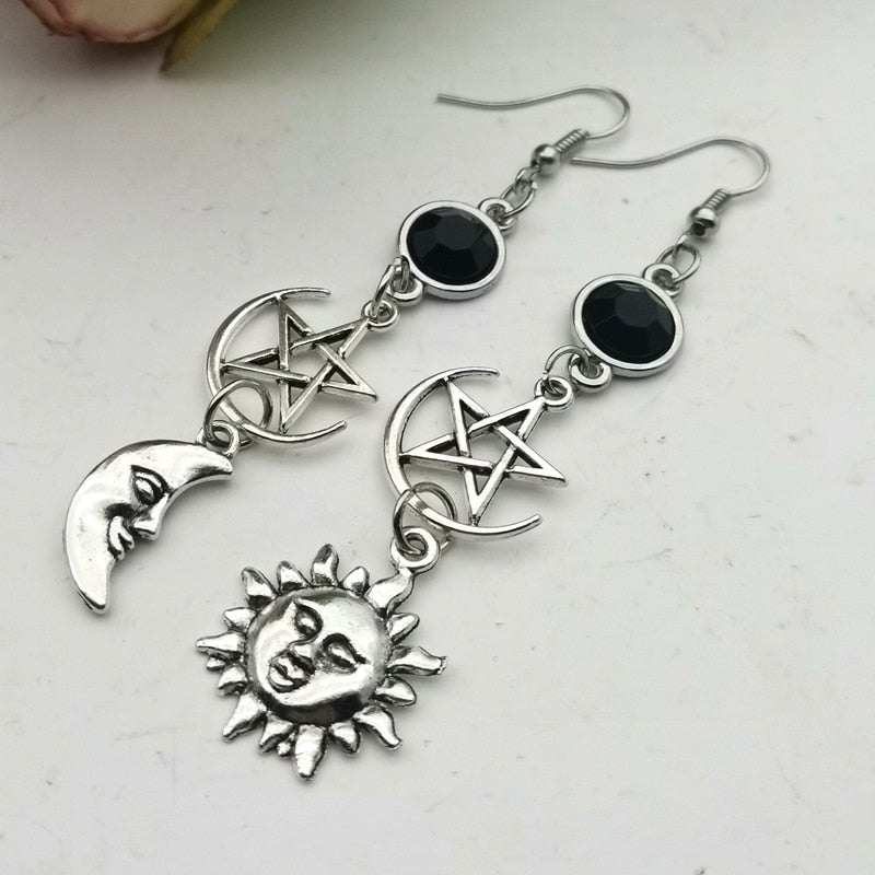 Crescent Goddess Black Birthstone Earrings 4 styles