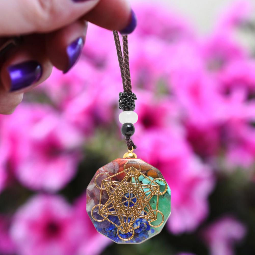 Natural Crystal Chakra Orgone Energy 7 Chakra Stones Pendant Energizing Necklace Absorbs Negative Energy Bring Lucky Necklace