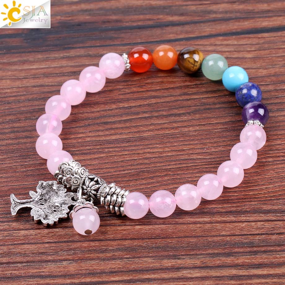 7 Chakra Gem Stone Bead Bracelet