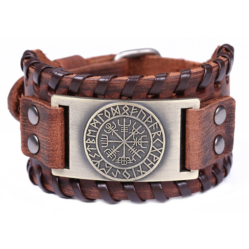 Wiccan Compass Bracelets Bangles for Men Nordic Runes