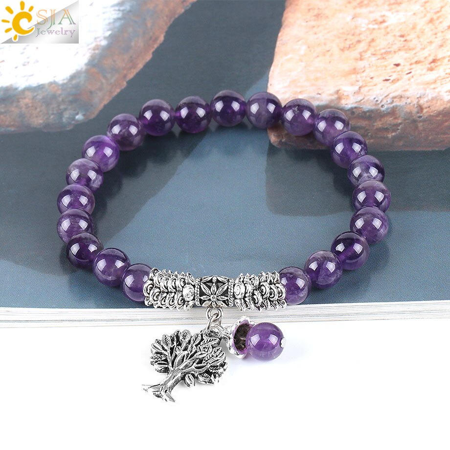 Amethyst Bracelets Bangle Tree of Life