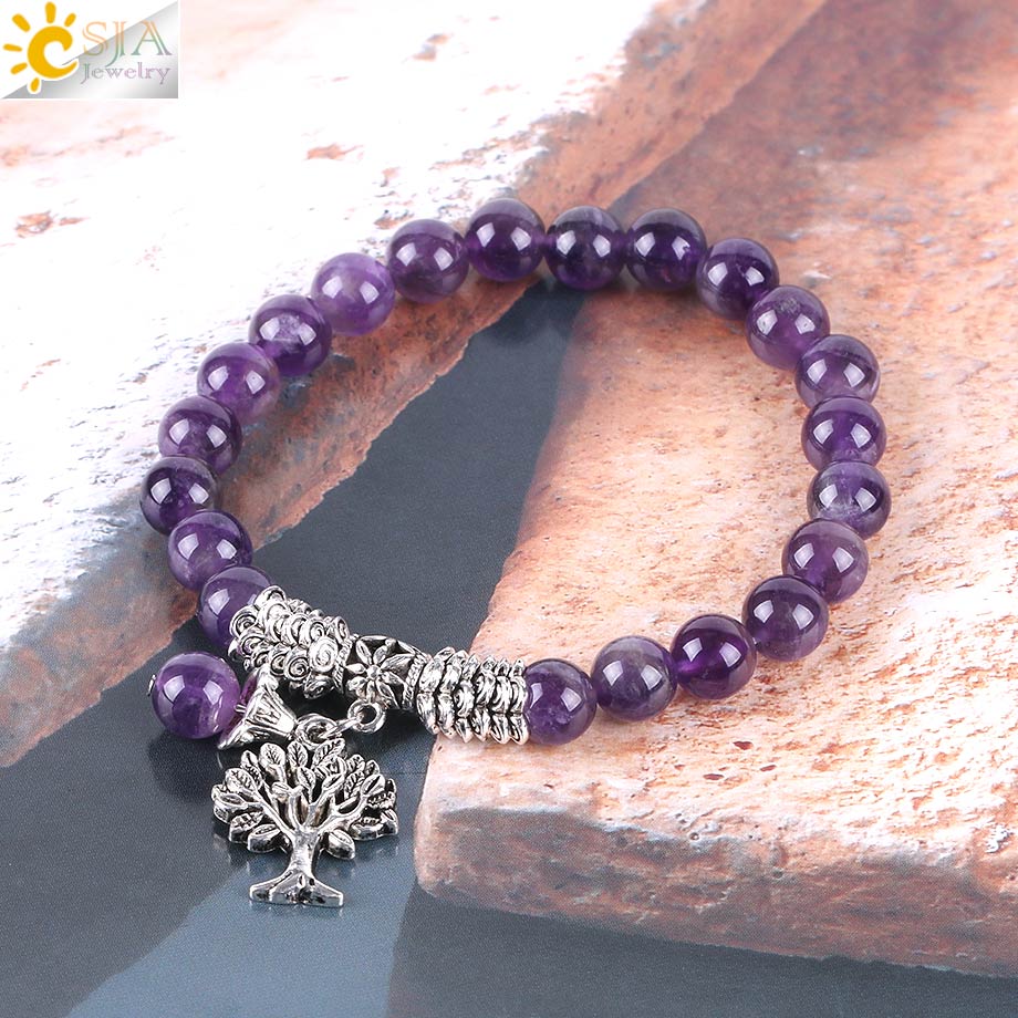 Amethyst Bracelets Bangle Tree of Life