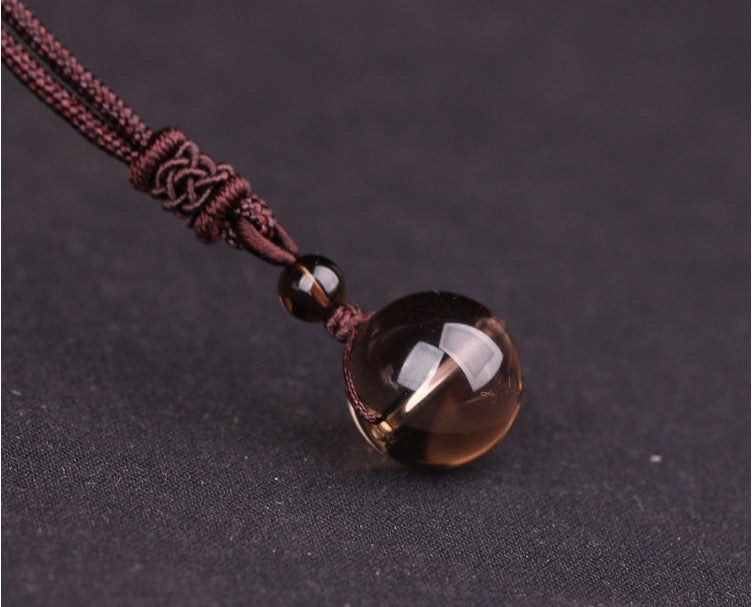 Natural Stone 16mm Black Obsidian Tiger Eye Stone Pendant Transfer Lucky Amulet Crystal Pendant Necklace