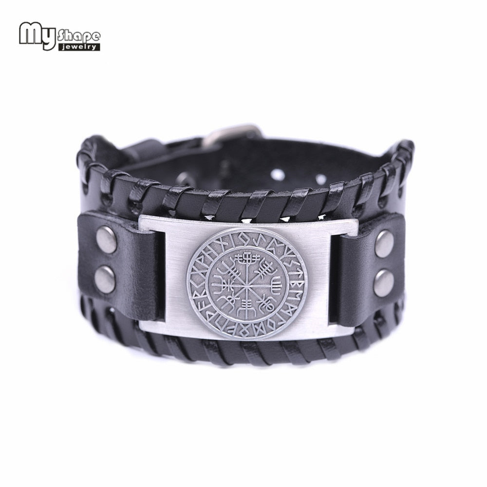 Wiccan Compass Bracelets Bangles for Men Nordic Runes