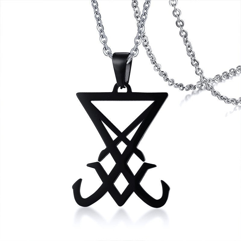 Lucifer Pentagram Baphomet amulet Stainless Steel Necklace