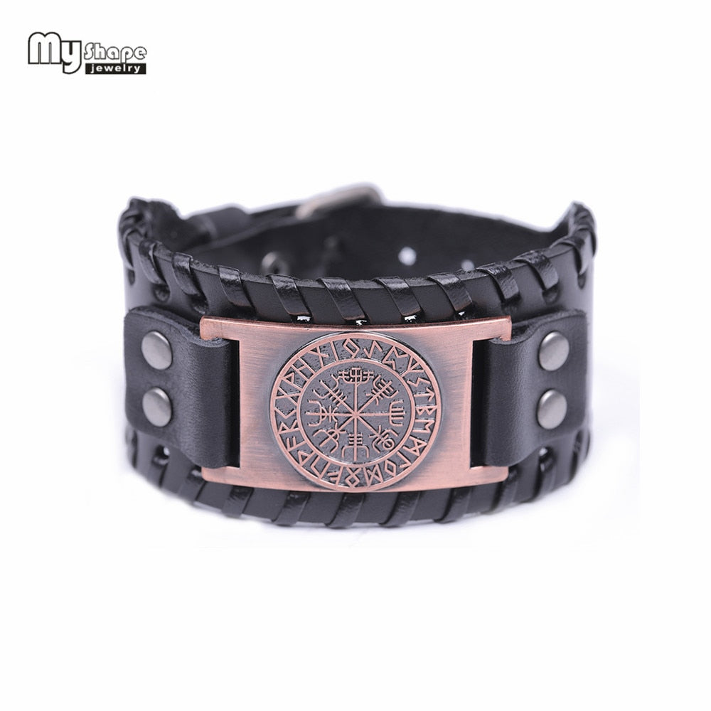 Wiccan Compass Bracelets Bangles for Men Nordic Runes