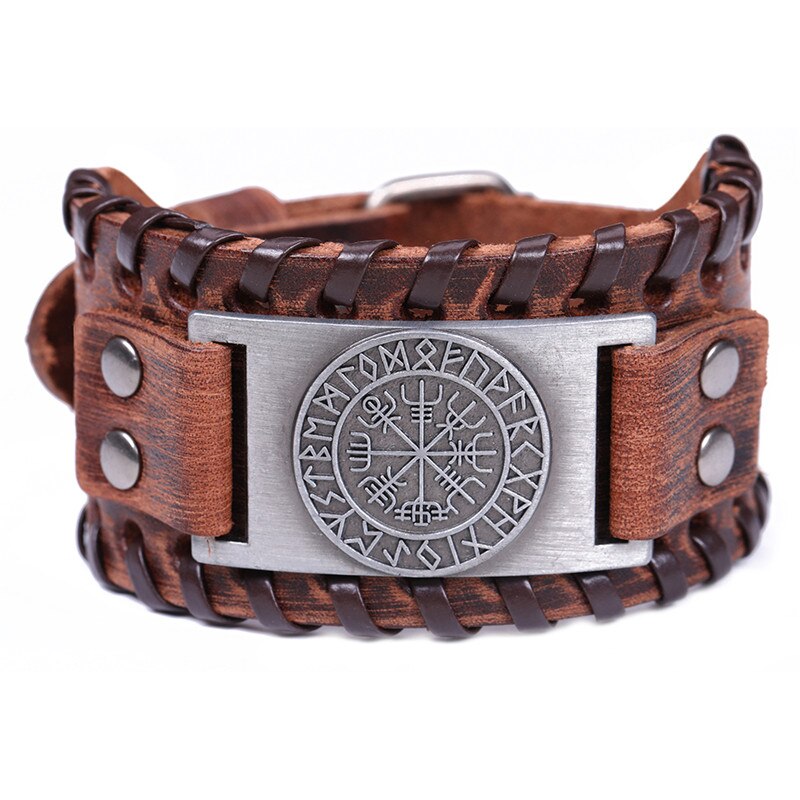 Wiccan Compass Bracelets Bangles for Men Nordic Runes