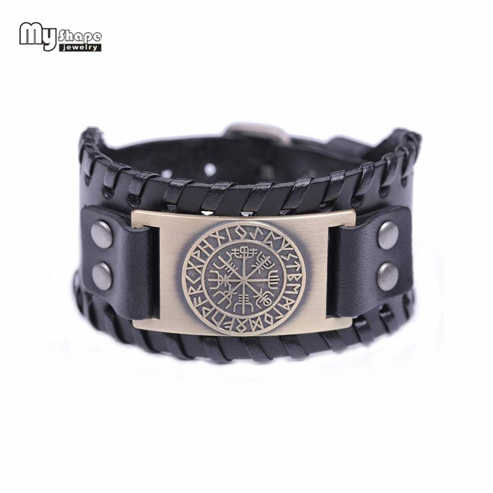 Wiccan Compass Bracelets Bangles for Men Nordic Runes