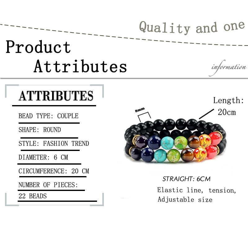 2Pcs set 7 Chakra Bracelet