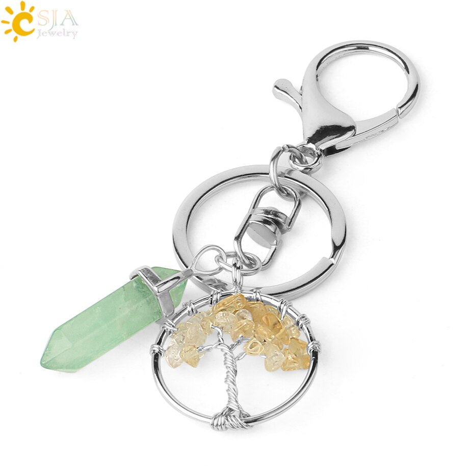 Tree of Life Reiki Pendant Crystal Key Chain