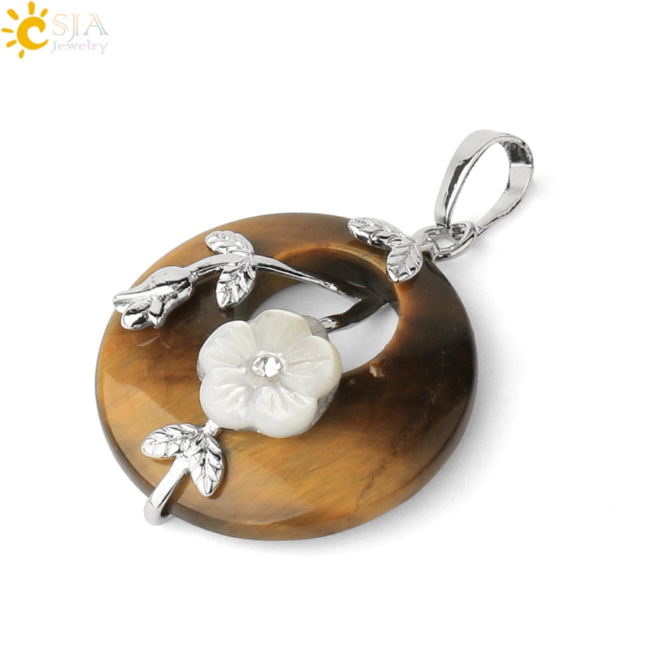 Round Flower Leaf Necklace