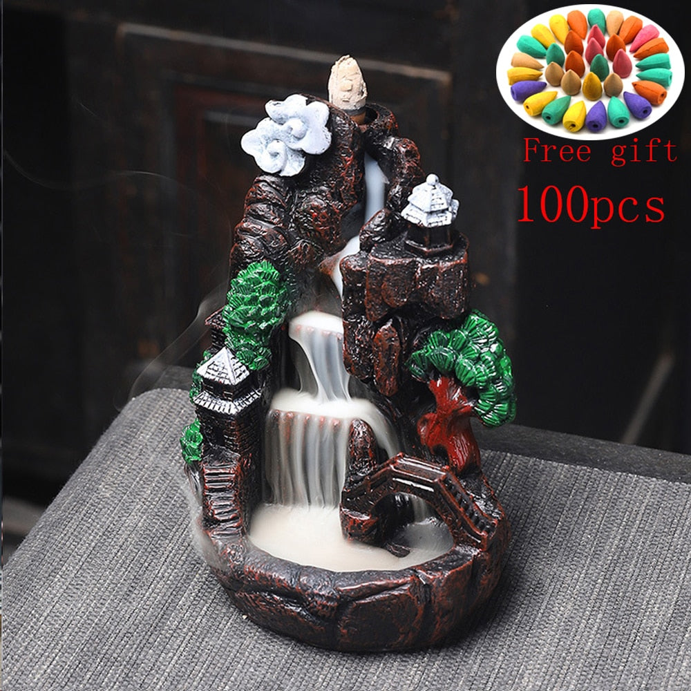 Resin Mountain Shape Smoke Waterfall