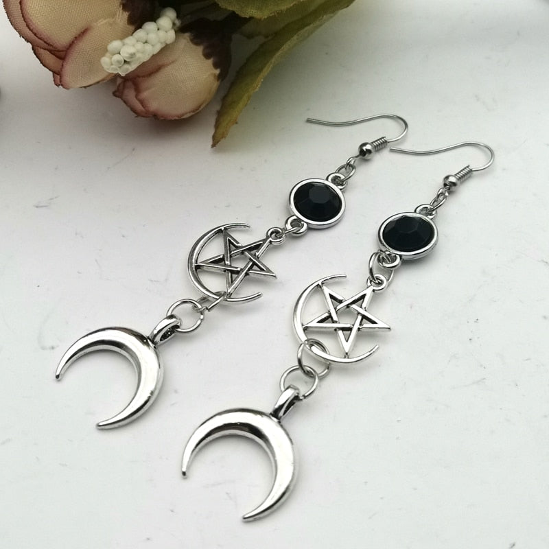 Crescent Goddess Black Birthstone Earrings 4 styles