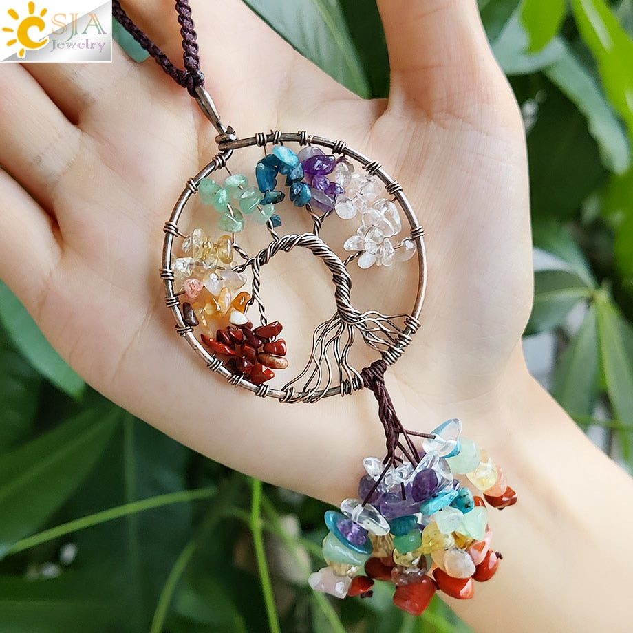 Crystal Stone Tree of Life Car Pendant