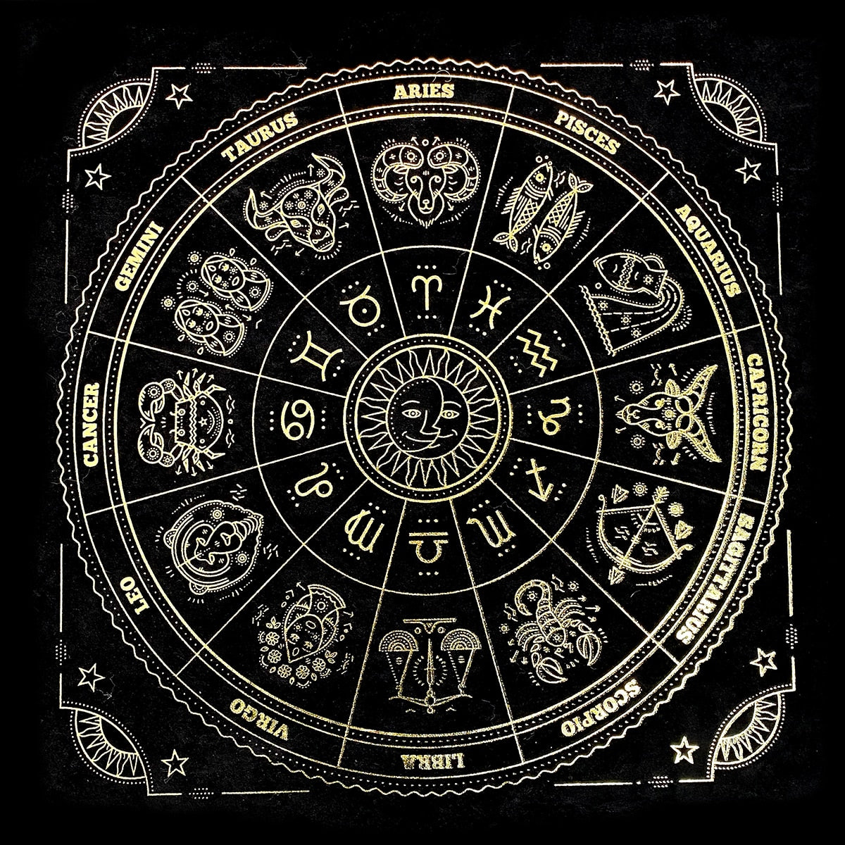 Pentagram Tarot Cloth  Altar Cloth Constellation Sun Star Moon Universe Witchcraft Alter Tarot Spread Table Cloth Wicca Square