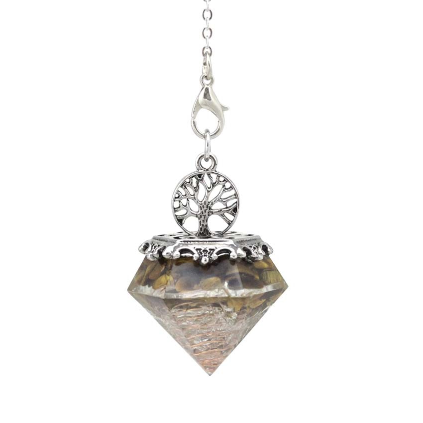 Crystal Hexagonal Pyramid Tree of Life Stone Pendulum